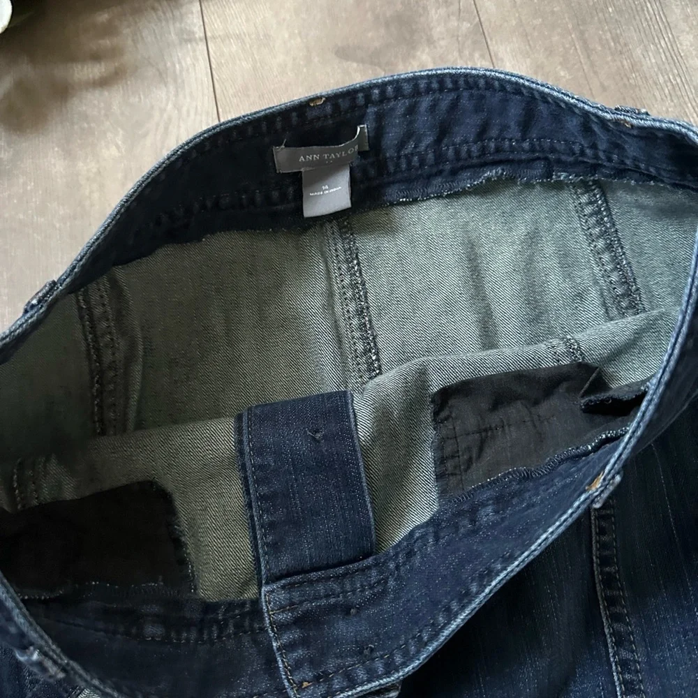 Y2K Ann Taylor Denim Button-Front Skirt Stretch